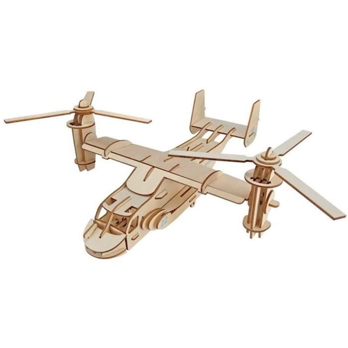 SXPC Creative DIY Avion 3D Puzzle Osprey Avion en Bois Puzzle Game Toy Assemblée pour Adultes garçons avec 51 pcs