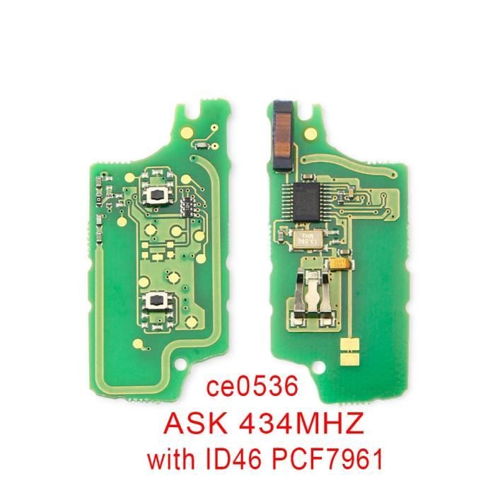 Coque clé,Carte électronique clé à distance Dandkey pour Peugeot 407 407 307 308 citroën C2 C3 C4 Fob ASK - Type 2BT CE0536 ASK