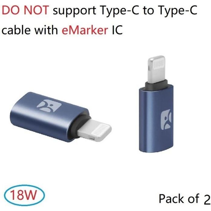 Accessoires Téléphone,Adaptateur USB Type C femelle vers mâle Lightning,câble avec Charge et - Type 2 pcs of PD Adapter