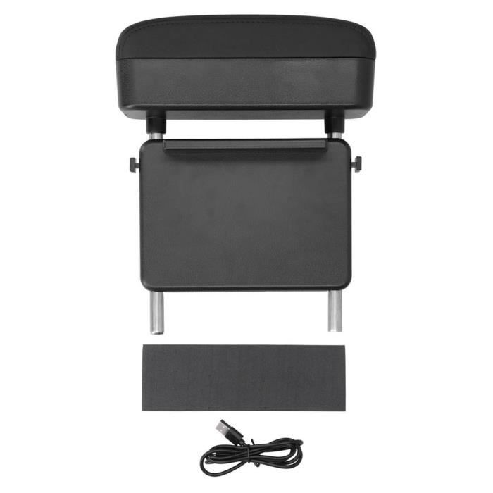 EBTOOLS Boîte d'accoudoir Accoudoir de console centrale réglable Support coudé Boîte de rangement Chargeur de téléphone sans
