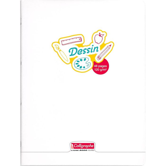 Cahier de dessin piqué 8000 PP 24 X 32 48 p uni 120 g