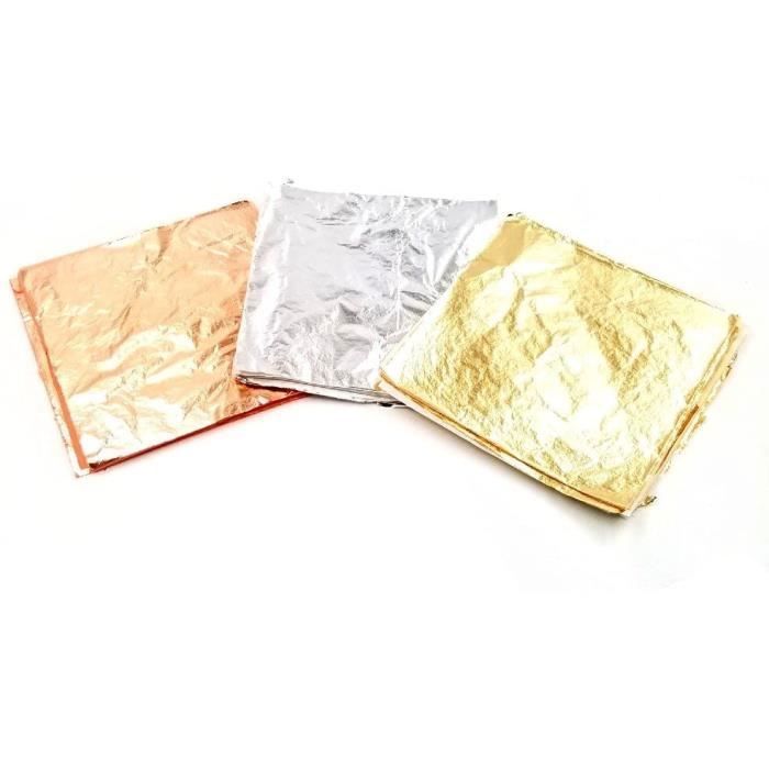 300 Pcs feuille d'or feuille imitation feuille d'argent feuille de cuivre feuilles de feuilles de dorure pour art artisanat vase arg