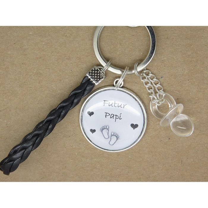 Portes Clés Personnalisable ou Bijou de Sac Cadeau Original pour Annonce Grossesse Papi Tétine