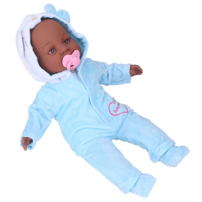 keenso Poupée bébé Reborn 16 pouces Reborn Doll Noir Peau Couleur Simulation Vinyle Souple Réaliste Baby Doll avec Tétine
