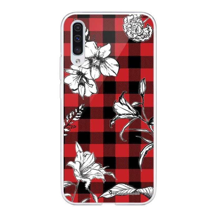 Coque Samsung Galaxy A70 360 intégrale transparente Tartan rouge et noir Ecriture Tendance Design La Coque Francaise.