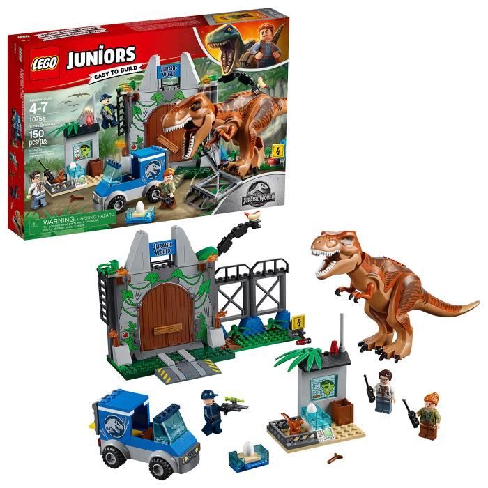 Jeu D'Assemblage LEGO Juniors - 4 + Jurassic T. Rex Monde Breakout 10758 Kit de construction (150 pièces) PA8RQ