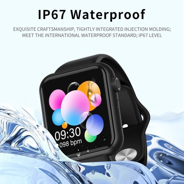 Montre intelligente écran couleur tactile complet montre Bluetooth étanche noir