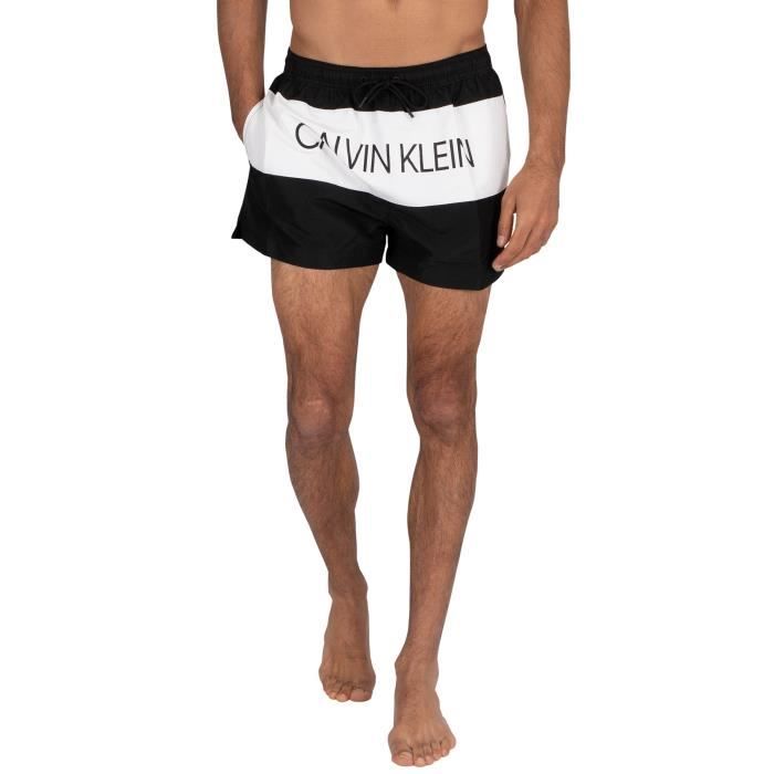 Calvin Klein Pour des hommes Short de bain à cordon coulissant, Noir