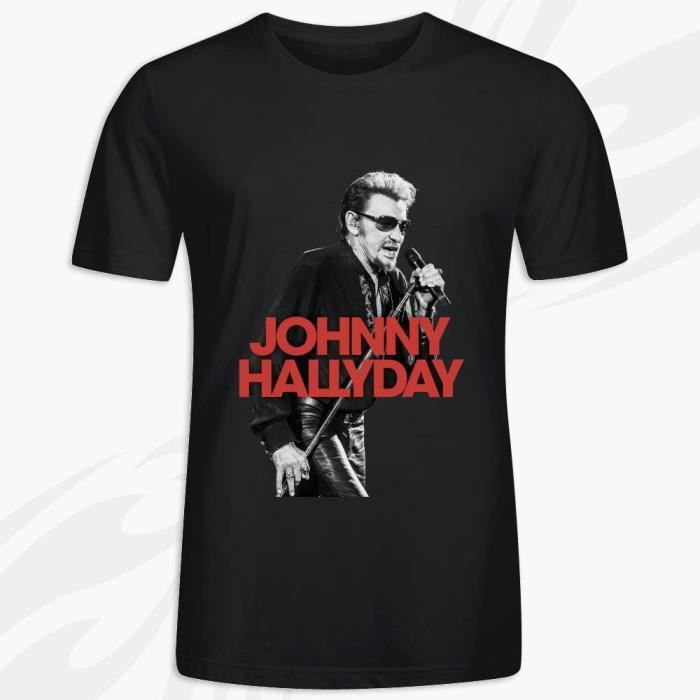 T-Shirt avec imprimé en Johnny Hallyday les annees live warner LOGO Manche Courte Tee - Homme