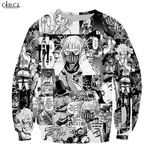 Sweat-shirt imprimé 3D homme,Sweat-shirt animé pour filles Toga Himiko My Hero academy, avec avertissement imprimé 3D, pour hommes