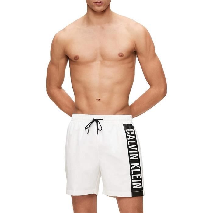Short De Bain Calvin Klein blanc pour hommes. KM0KM00437 YCD.