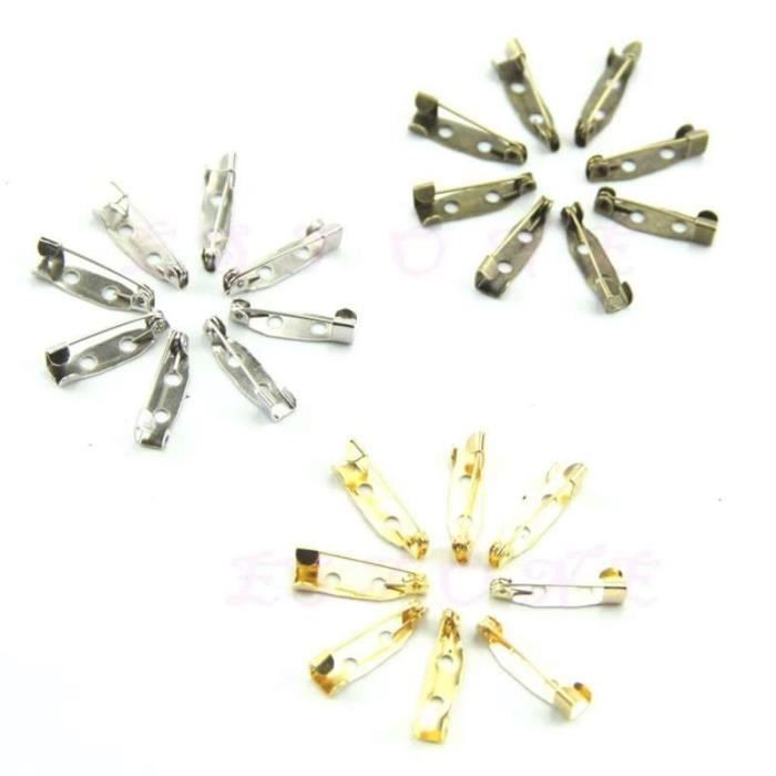 Lot de 20 épingle à sûreté Accessoire création broche bijoux support CABOCHON FImo 20 mm 2 trou (dorée)