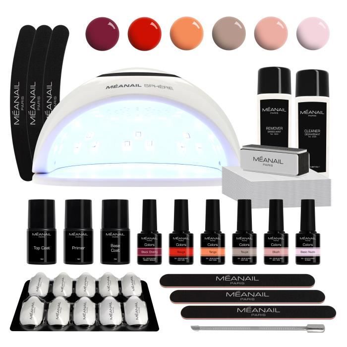 Kit manucure vernis semi permanent ✦ 6 Vernis à ongles & Lampe UV/LED 48W Sphère - Kit Sphère - Méanail Paris