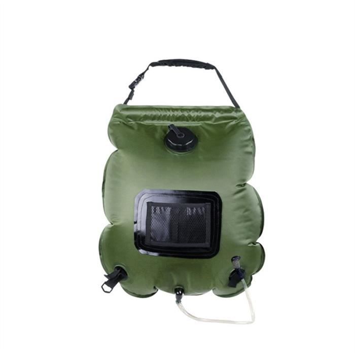 20L solaire camping sac de douche en plein air Voyage randonnée solaire sac d'eau chaude chauffée (vert armée)