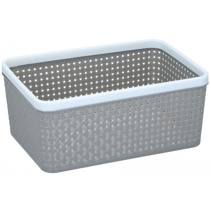 TOM panier de rangement 26 x 18 x 11 cm gris/blanc