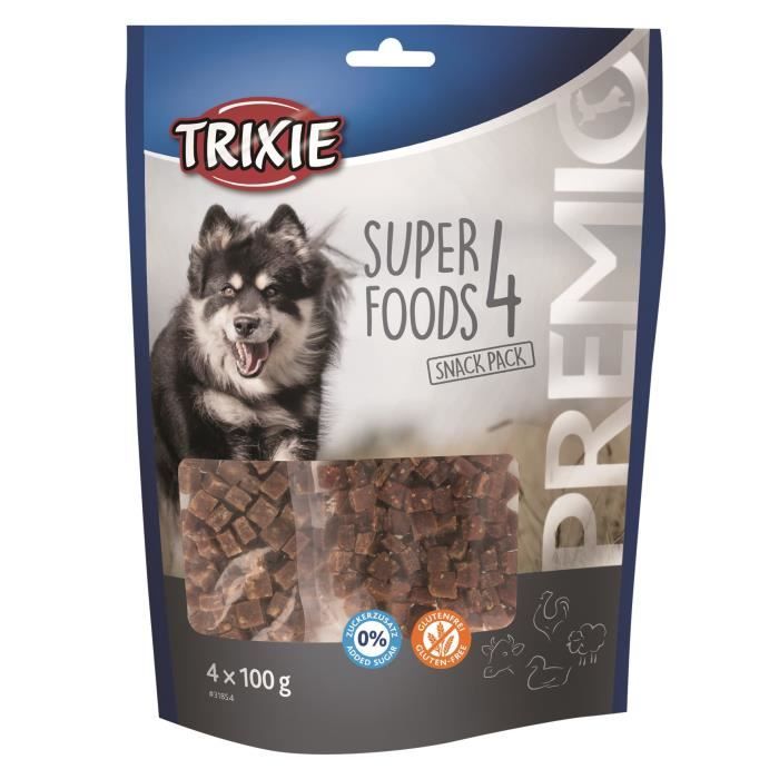 TRIXIE PREMIO 4 Superfoods - Poulet, canard, bœuf, agneau - 4 x 100 g - Pour chien