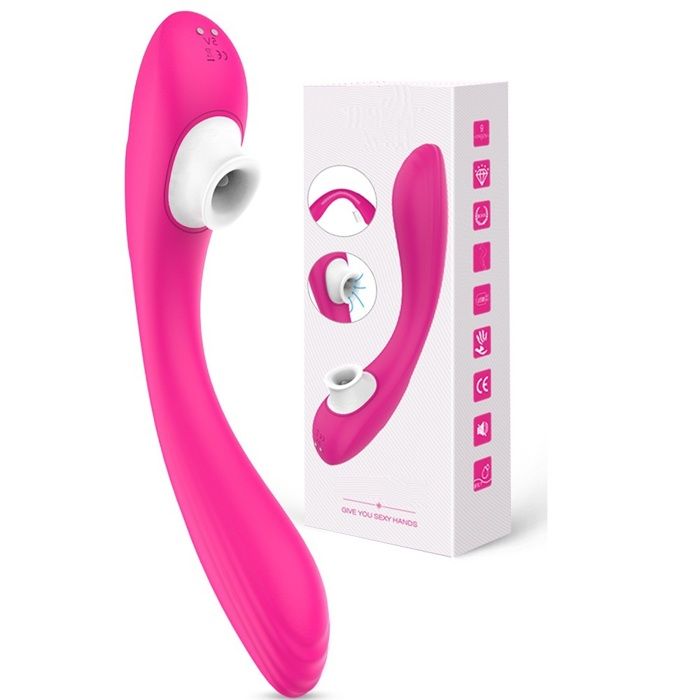 Stimulateur de clitoris avec 4 embouts - Glossy - Rose
