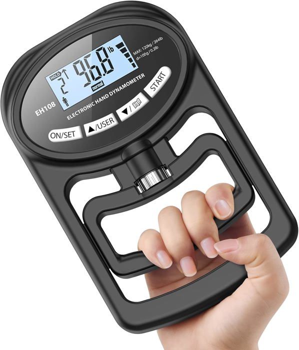 Dynamomètre Numérique Poignée - Testeur Force Préhension Jusqu'à 90,8 Kg - Entraînement Sportif & Médical