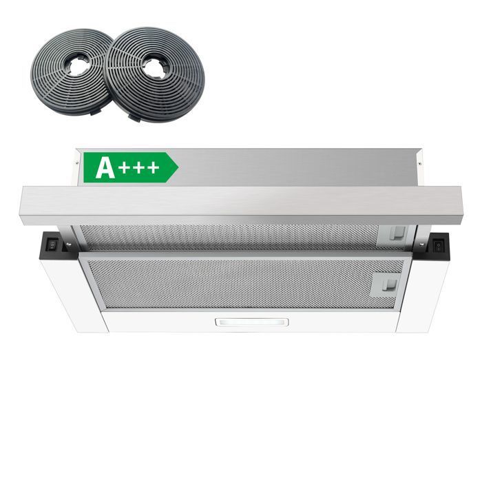 Hotte aspirante télescopique - Classe A+++ - Topstrong -60 cm - 400 m³/h - 2 vitesses - Éclairage LED- avec Filtre charbon- hotte