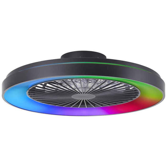 Plafonnier LED avec ventilateur MAZZARO XXL noir plastique DIA. 58cm