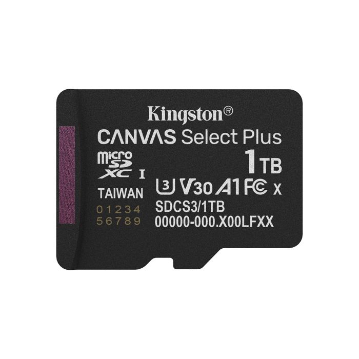 Carte microSDXC - KINGSTON - Canvas Select Plus - 1 To - Noir - Interface microSDXC