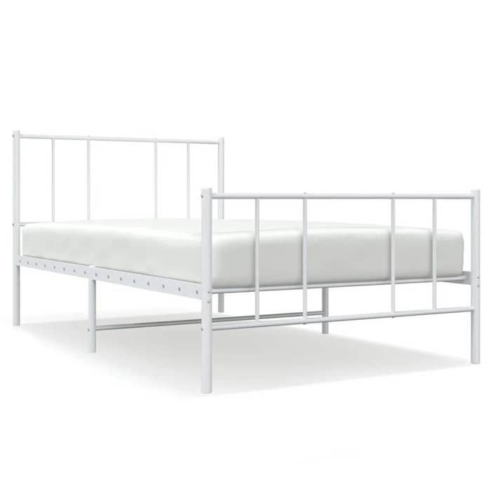 Promotion doctobre Cadre de lit adulte/enfant - Meuble de chambre - métal sans matelas - et pied de lit blanc 100x190 cm FR8471