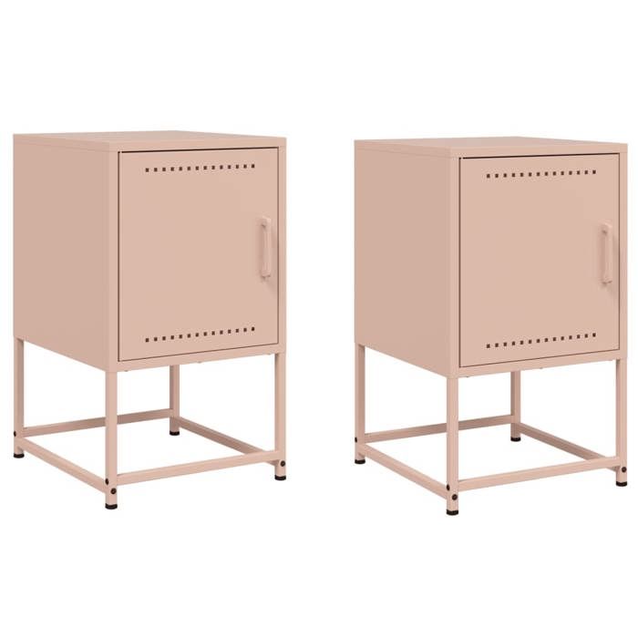 JILLS - Ensemble de 2 armoires de chevet Tables de chevet Lot de 2 - rose 36x39x605cm acier OCT13202884