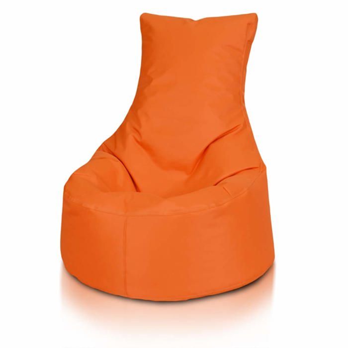Fauteuil pouf haut dossier polyester billes polystyrène extérieur/intérieur 85x80 orange Ecopuf