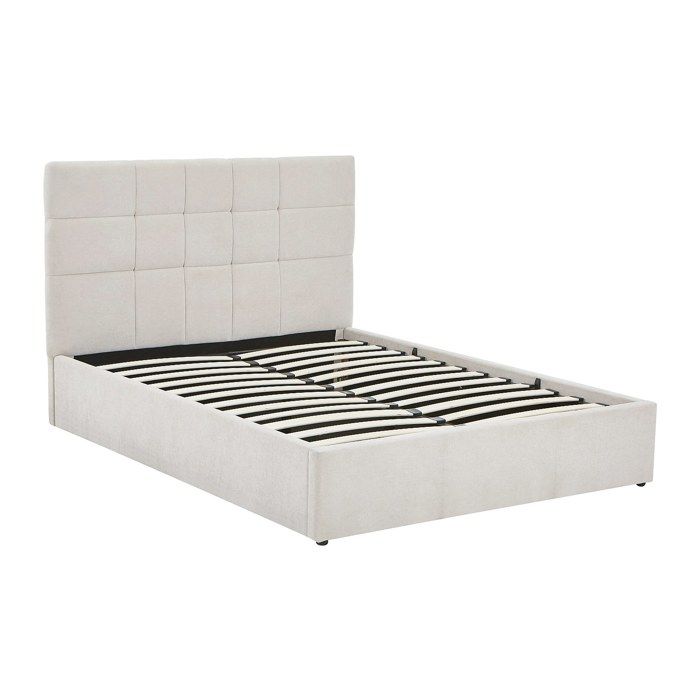 Lit coffre 140 x 190 cm - Tissu - Beige - HOPEYA Lit coffre 140 x 190 cm - Tissu - Beige - HOPEYA