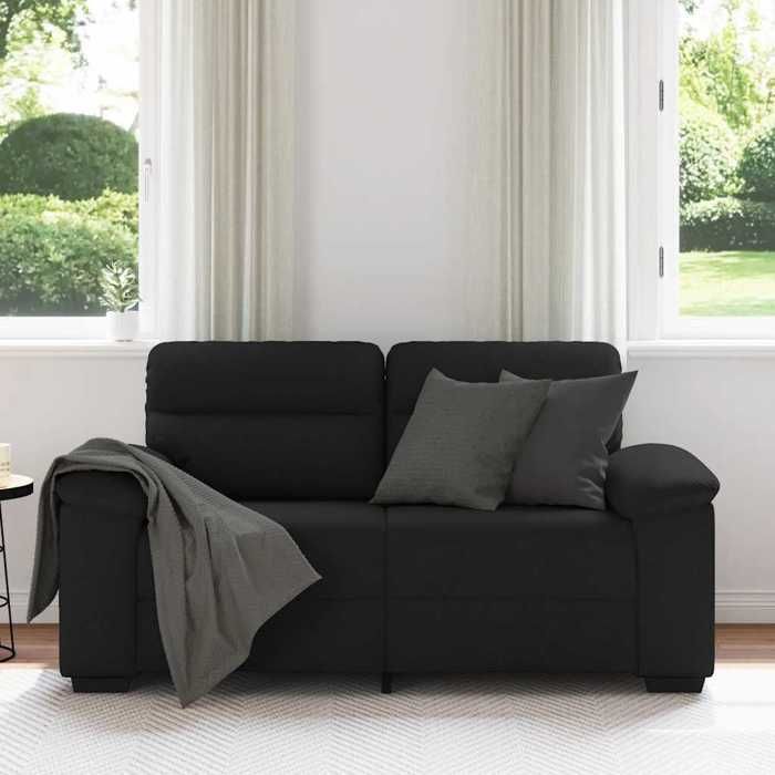 Canapé rembourré 2 places - VIDAXL - Noir - 160x81x84 cm - Tissu polyester - Accoudoirs larges - Moelleux