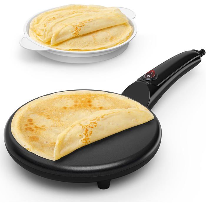 Crepiere Electrique Crepiere Electrique Antiadhésif Machine À Roti Portable 800W Pour La Maison Poignée Cool-Touch Avec Bol[C32]