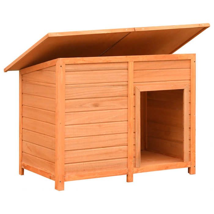 Niche pour chiens en bois - WIENS - 120x77x86 cm - Marron et vert - Toit imperméable - Pin et sapin massif