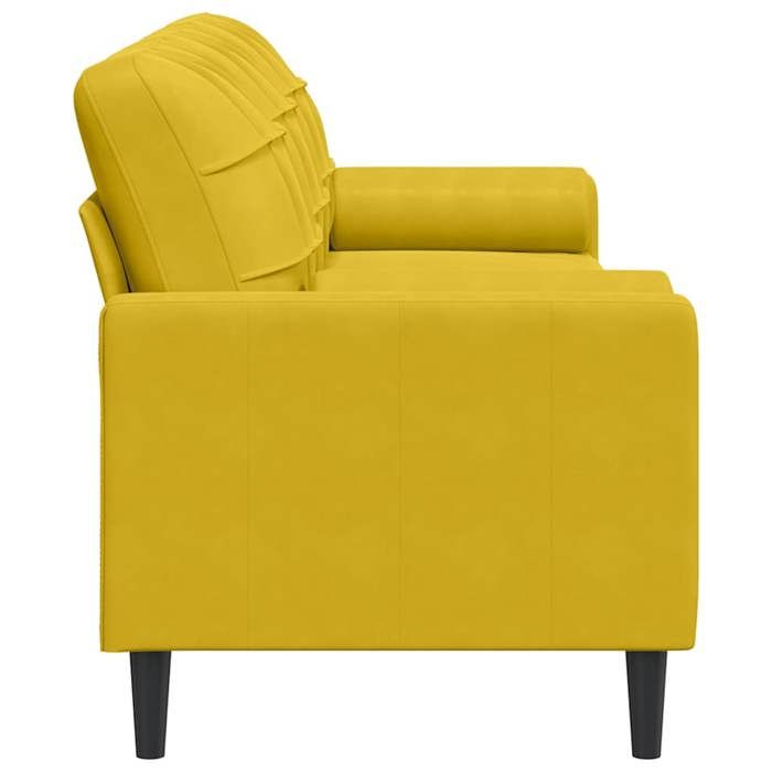 Promotion janvier Canapé 3 places - MANGO - SOFA TRIPLE - avec oreillers - décoratifs jaune 210 cm - velours - SS672