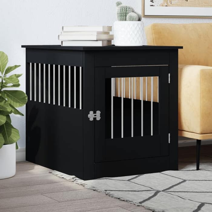 SALE 2026 niche pour chien polyvalente jouerr Noir - Meuble de cage pour chiens noir 645x80x71cm - bois dingénierie PRO24152844