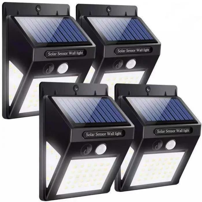 Lampe Solaire Exterieur Lot de 4 Lumiere Solaire Exterieur avec Détecteur de Mouvement 20LED Spot Solaire IP65 Etanche