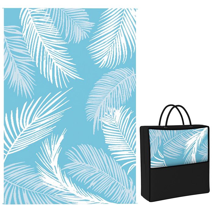 Tapis dextérieur - Outsunny - réversible - résistant aux intempéries - PP - 274x182cm - bleu