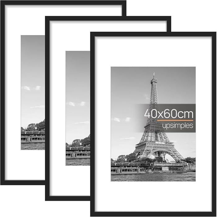 Lot de 3 Cadres Photo 40x60 cm Cadre Noir 60x40 cm pour Photos Images Affiches Puzzle 40x60cm NOIR BAGUETTE DENCADREMENT