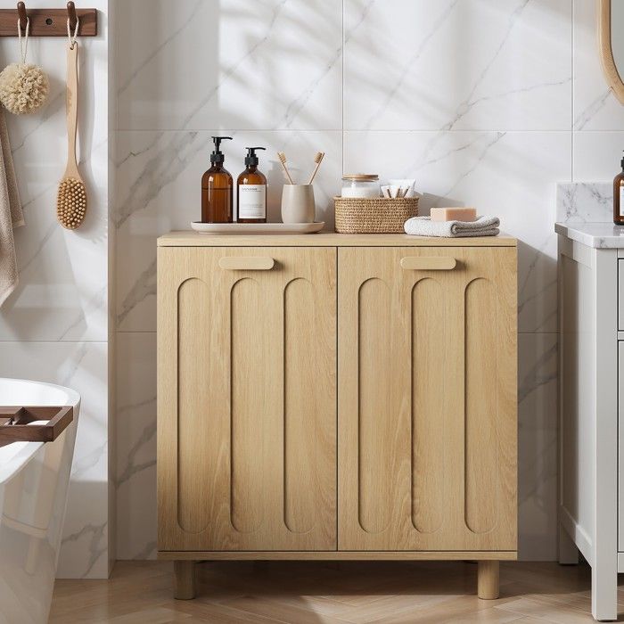 Panier à linge inclinable en chêne avec bac amovible Meuble rangement autoportant discret pour salle de bain maison 66x35x67cm Panier à linge inclinable en chêne avec bac amovible Meuble rangement autoportant discret pour salle de bain maison 66x35x67cm