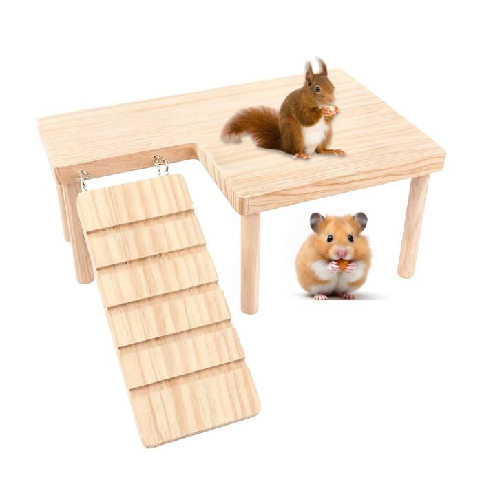 Plateforme bois hamster - 28x17x135cm avec pont échelle - Pour petit animal écureuil oiseau Aucunely