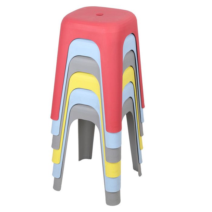 Tabourets Plastique Empilables – FIANAO – Lot de 6 – Hauteur 44cm – Charge 150kg – Surface Antidérapante – Multicolore
