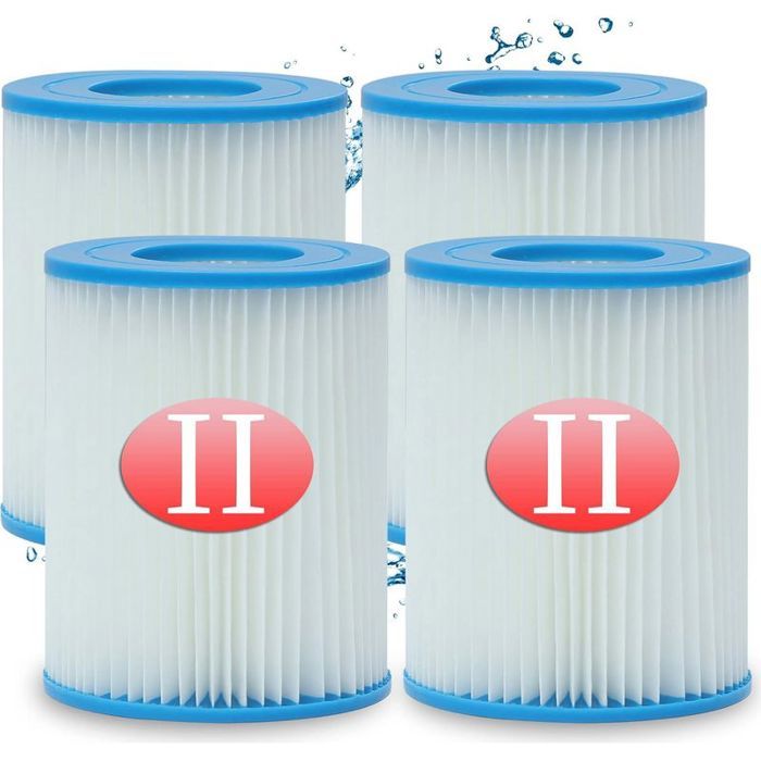 Cartouche filtre piscine - PZCC - Bestway 58094 - Type II - Dacron haute résistance - Lot de 4