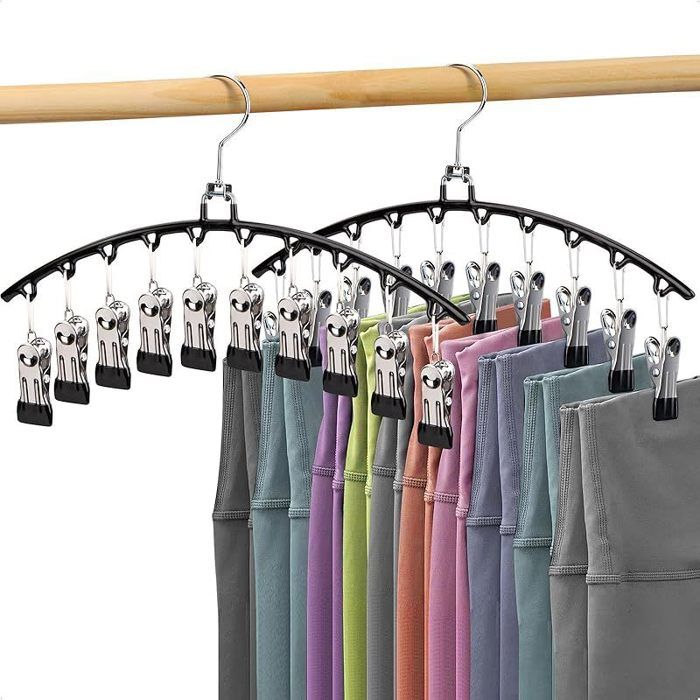 Cintre Pantalon 2 Pièces Cintres Porte-Pantalons avec Pinces Métal Ceintres Gain de Place pour Shorts Jupes Leggings (Noir)