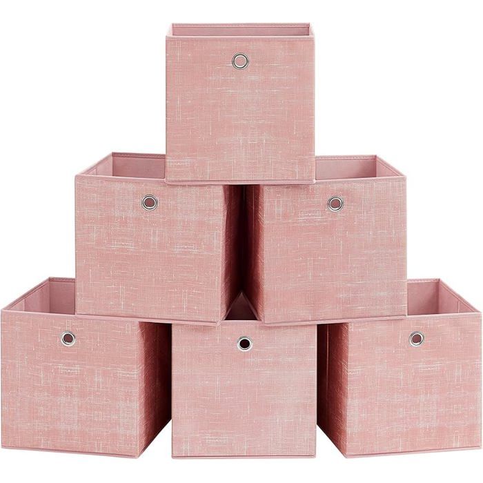 Boîtes de RangementLot de 6Coffres de Rangement en Tissu Non Tissé avec Poignée30 x 30 Rose Bonbon 30L x 30l x 30H cm
