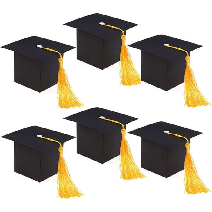 30 Boîte à bonbons chapeau de diplômé papier 6x6x6cm fête de remise des diplômes .