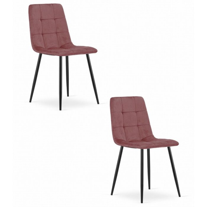 Lot de 2 chaises Kara en velours rose antique et métal noir - Réf. VK8681847489726