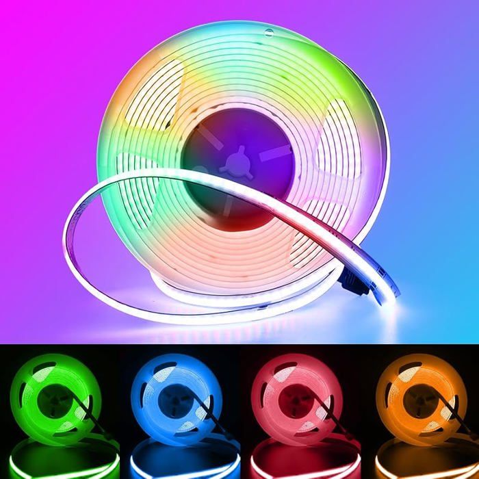 Ruban LED COB RGB 24V 5m Bande LED COB 840LEDs/m sans adaptateur 5M 24V Ruban RGB (Ruban seul sans alimentation) BANDE LED