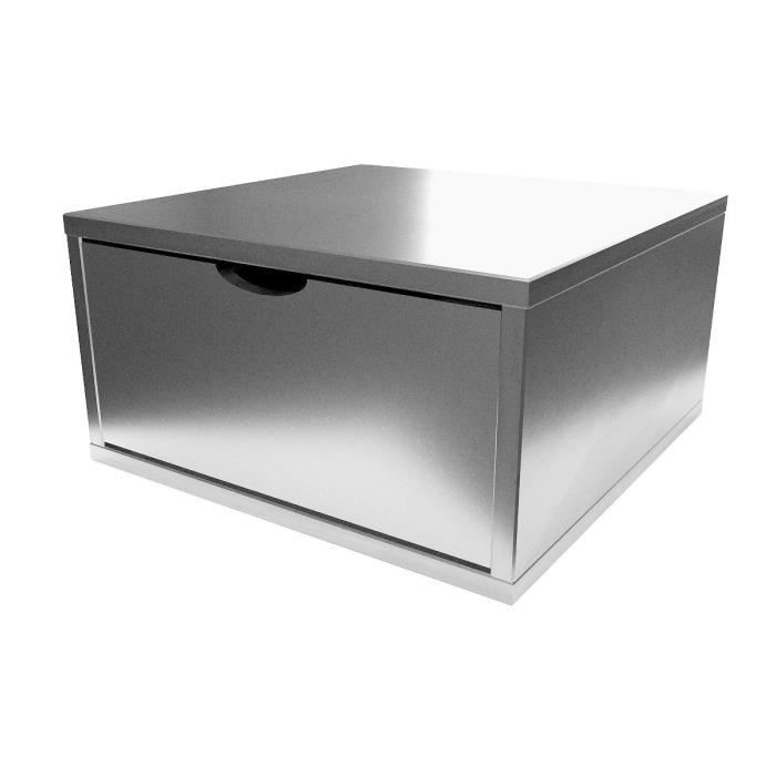 cube de rangement largeur 50 cm + tiroir - couleur - gris aluminium