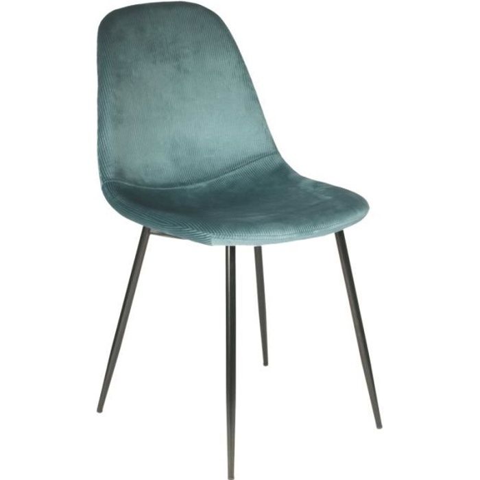 Poufs fauteuils et chaises - Chaise en velours côtelé - Giulia - L 54 cm x l 44,2 cm x H 85,2 cm - Bleu