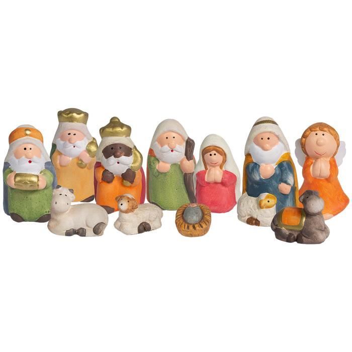 11 Figurines de Crèches de Noël 7,5cm ARTECSIS / Céramique Peinte à la
