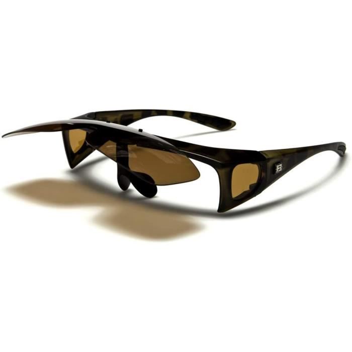 SURLUNETTES DE Soleil POLARISANTES FLIP UP POLARISEES RELEVABLES CLIP VERRES POLARISES FLIP UP PZ BAR605 monture camouflage Achat Vente lunettes de soleil Cdiscount